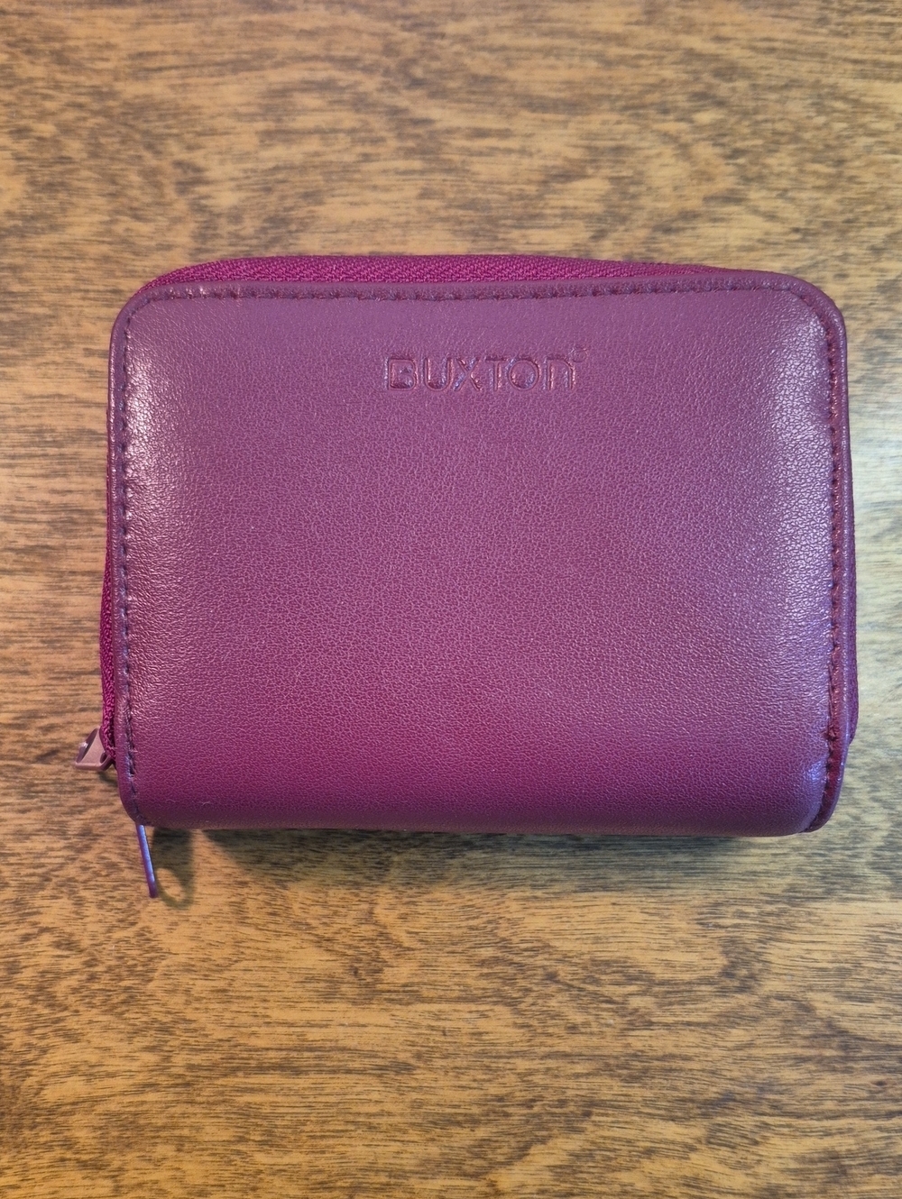 BUXTON Wizard Burgundy Leather Compact Accordion Style Card Wallet